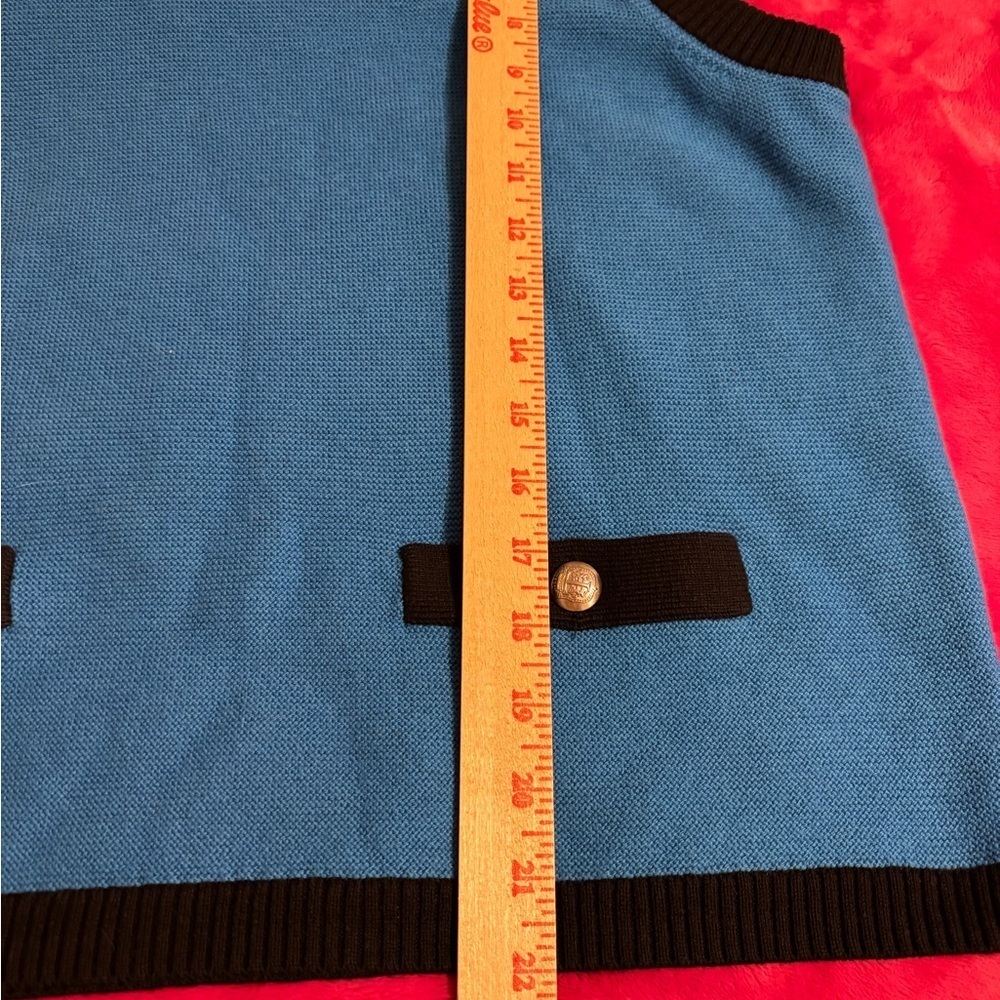 Talbots Petite XL Blue Black Sleeveless Knit Sweater Vest NWT - Picture 6 of 9